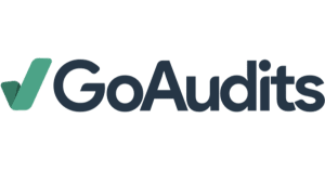 Logo for GoAudits, featuring a green checkmark symbol to the left of the word GoAudits written in bold, dark blue text.